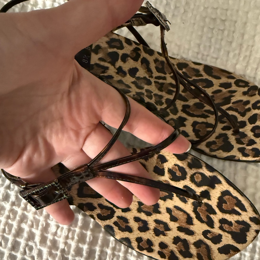 ✨️STUART WEITZMAN✨️ Lepard Print 2 Inch Heel Sandal Slide Wm's Sz 8 1/2 New - Picture 8 of 9